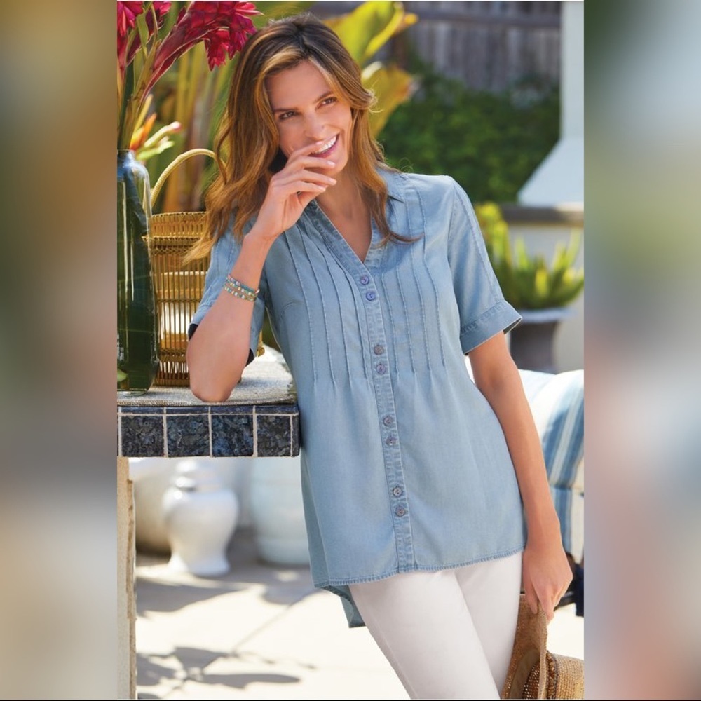 Soft Surroundings Eventide Tencel Chambray Tunic